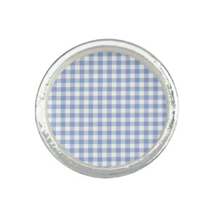 Checked Blue Gingham Classic Pattern Ring