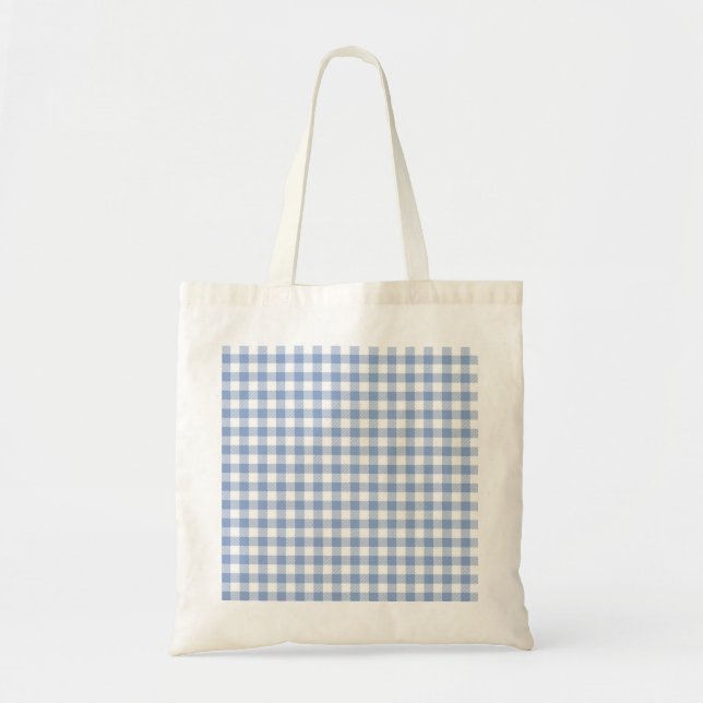 Checked Blue Gingham Classic Pattern Tote Bag (Front)