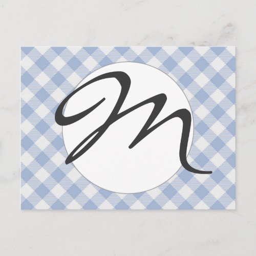 Checked Blue Gingham Classic  Postcard