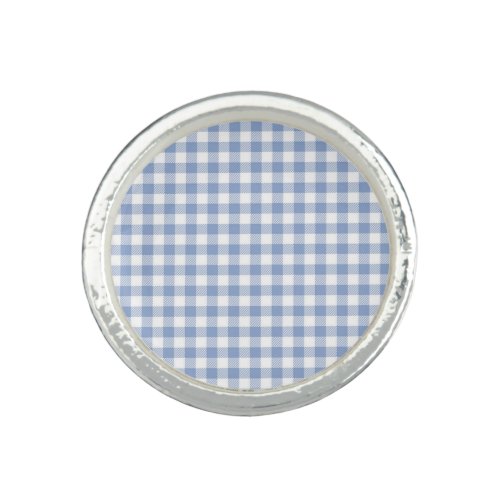Checked Blue Gingham Classic  Ring