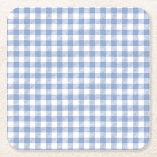 Checked Blue Gingham Classic  Square Paper Coaster
