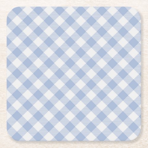 Checked Blue Gingham Classic  Square Paper Coaster