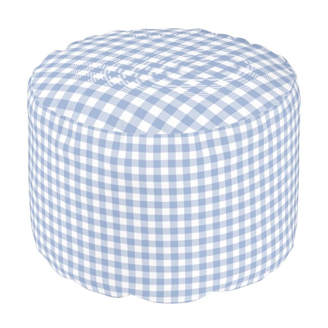 Checked Blue Gingham Pouf