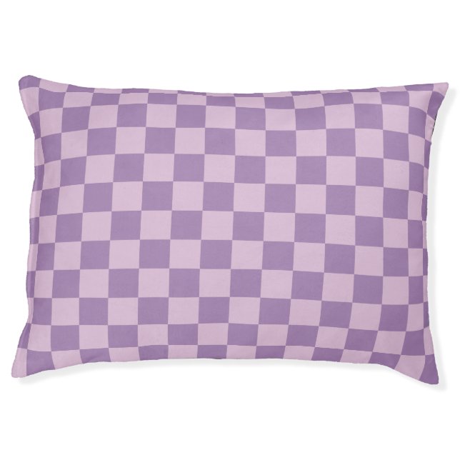 Checked Checkered Check Pattern in Light Purple Pet Bed (Front)