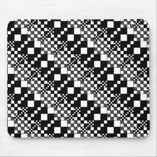 Checked, Checks - Black and White Mouse Pad