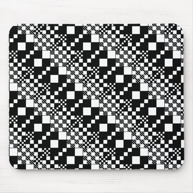 Checked, Checks - Black and White Mouse Pad (Front)