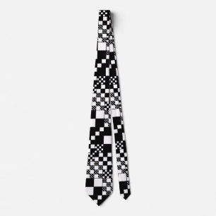 Checked, Checks - Black and White Neck Tie