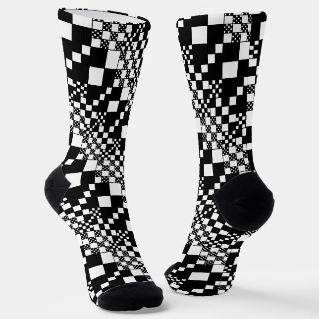Checked, Checks - Black and White Socks (Angled)
