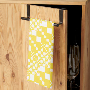 Checked, Checks in Lemon Yellow and White Kitchen Towel