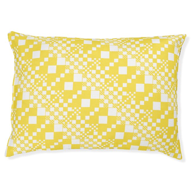 Checked, Checks in Lemon Yellow and White Pet Bed (Front)