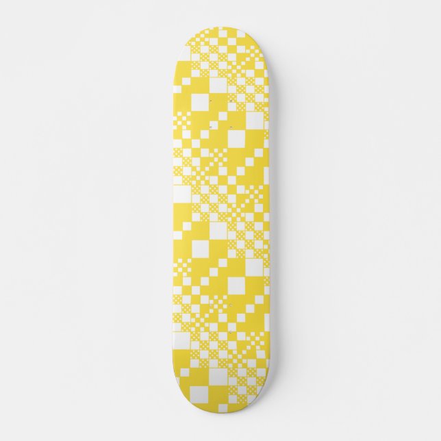 Checked, Checks in Lemon Yellow and White Skateboard (Front)