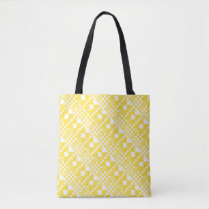 Checked, Checks in Lemon Yellow and White Tote Bag