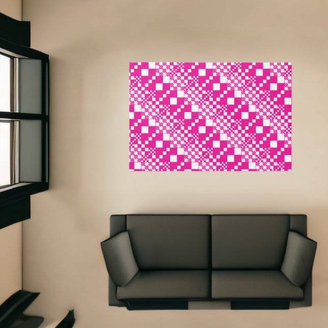 Checked, Checks in Magenta and White Rug (Insitu (Indoor 1))