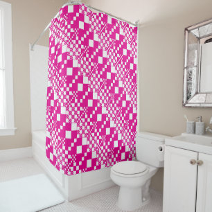 Checked, Checks in Magenta and White Shower Curtain