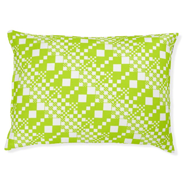  Checked, Checks - Lime Green and White Pet Bed (Front)