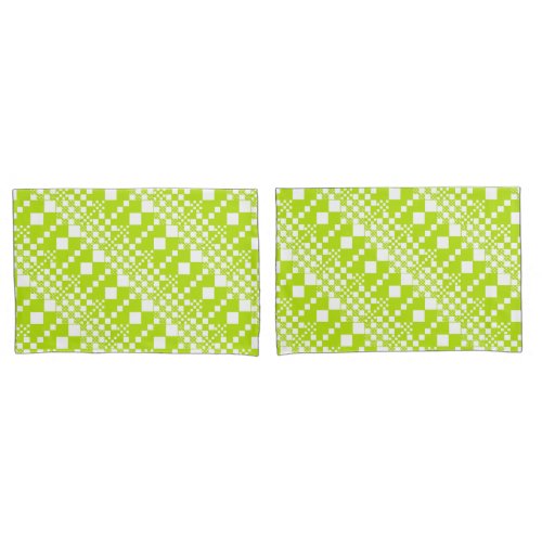  Checked Checks _ Lime Green and White Pillow Case