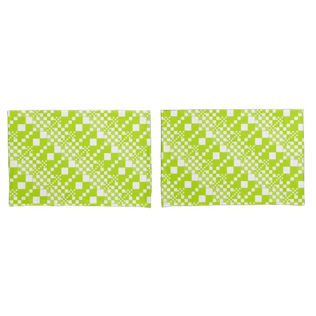  Checked, Checks - Lime Green and White Pillow Case (Front-Set)