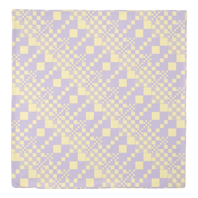 Checked, Checks - Pastel Yellow and Purple Duvet Cover (Front)