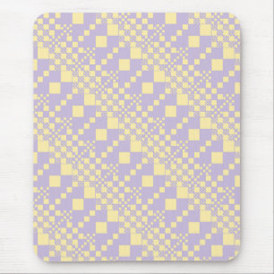 Checked, Checks - Pastel Yellow and Purple Mouse Pad