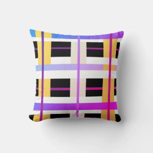 Checked Colorful Pink Pattern Throw Pillow Cushion