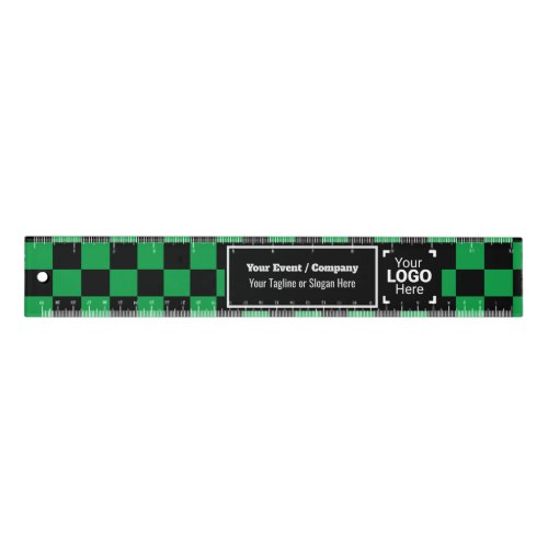 Checked Green  Black Custom Business Brand Promo Ruler
