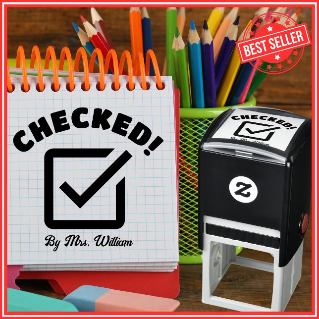 Checked HomeWork Tick Approved Teacher  Self-inking Stamp (Creator Uploaded)