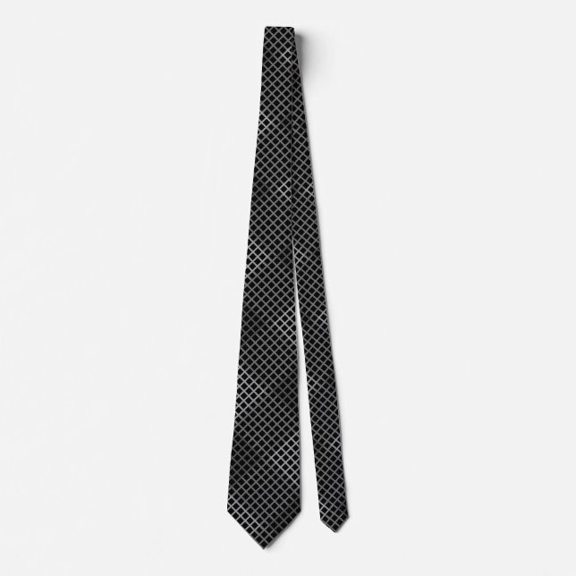 Checked pattern diagonal 2 tones b Black Neck Tie (Front)