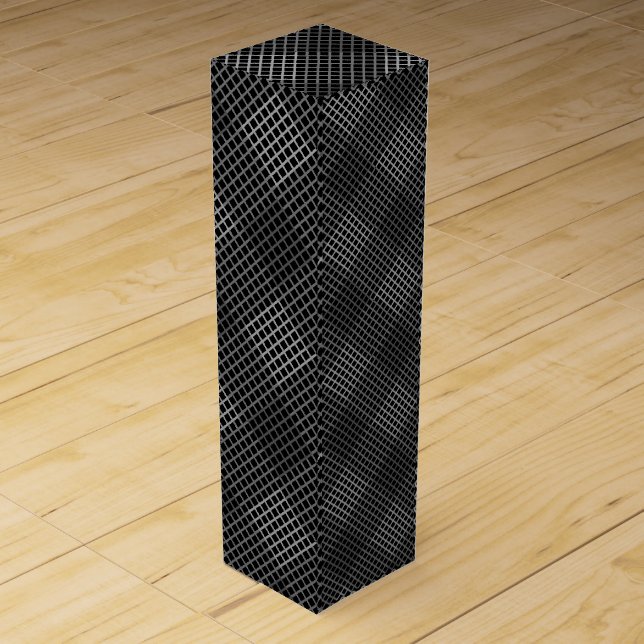 Checked pattern diagonal 2 tones b Black Wine Box (Front)
