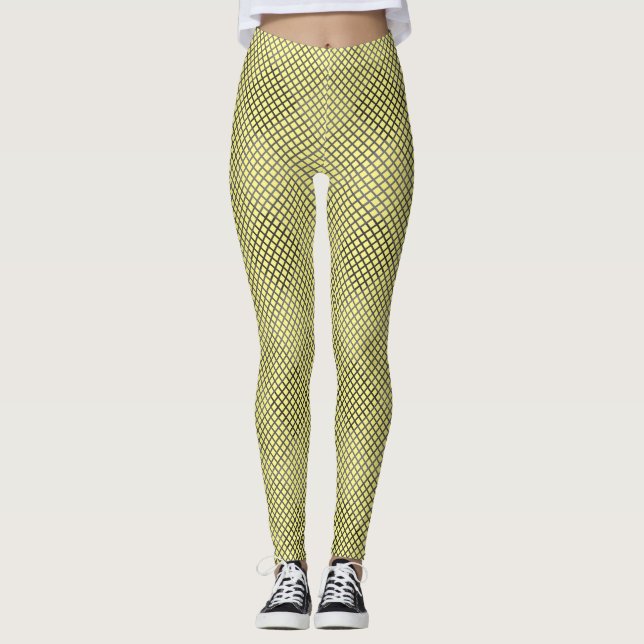 Checked pattern diagonal 2 tones w Yellow Leggings (Front)