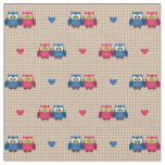 Checked pattern with love owls fabric