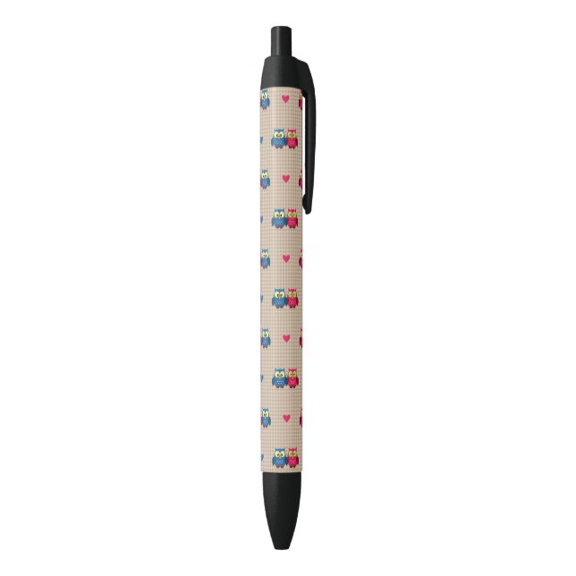 Checked pattern with love owls pen (Bottom (Vertical))