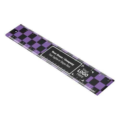 Checked Purple  Black Custom Business Brand Promo Ruler