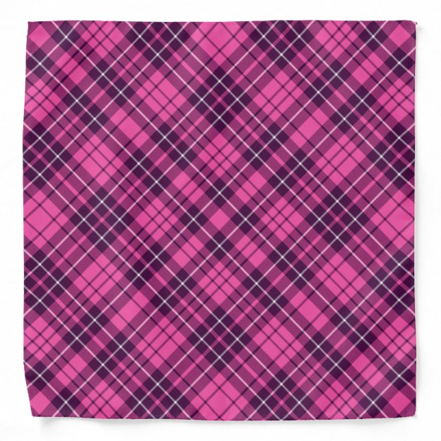 Checked Scottish Pink Purple Tartan Plaid Pattern Bandana (Front)