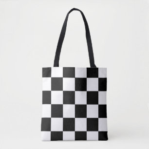 Checked Squares Black White Colorful Art Tote