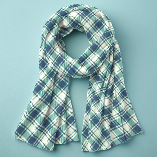 Checked Turquoise Green & Blue St Patrick's Day  Scarf (Creator Uploaded)