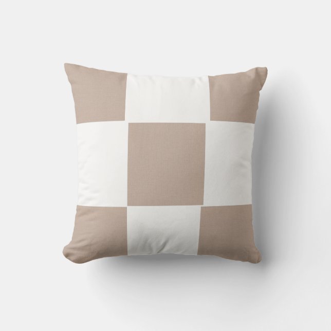 Checker Beige Tan Throw Pillow (Front)