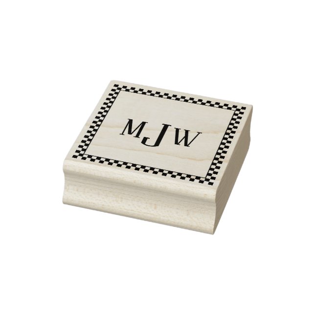 Checker Board Frame Monogram Rubber Stamp (Stamp)