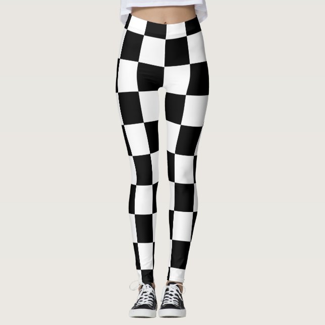 Checker board pattern with white,black leggings (Front)