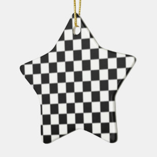 Checker Board Race Flag Design Ceramic Ornament