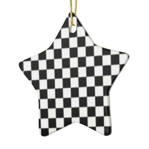 Checker Board Race Flag Design Ceramic Ornament