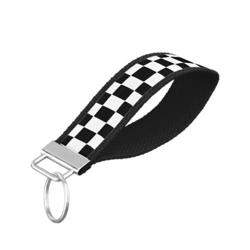 Checker Board Race Flag Design Wrist Keychain