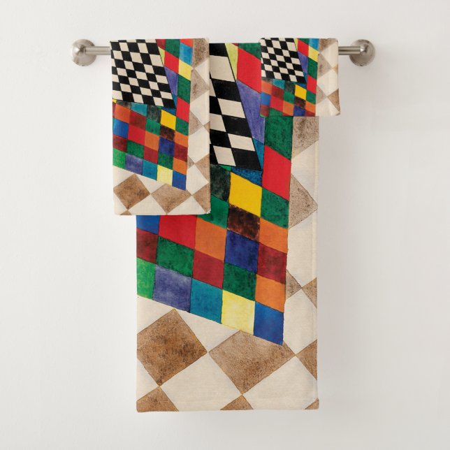 Checker by Wassily Kandinsky Bath Towel Set (Insitu)