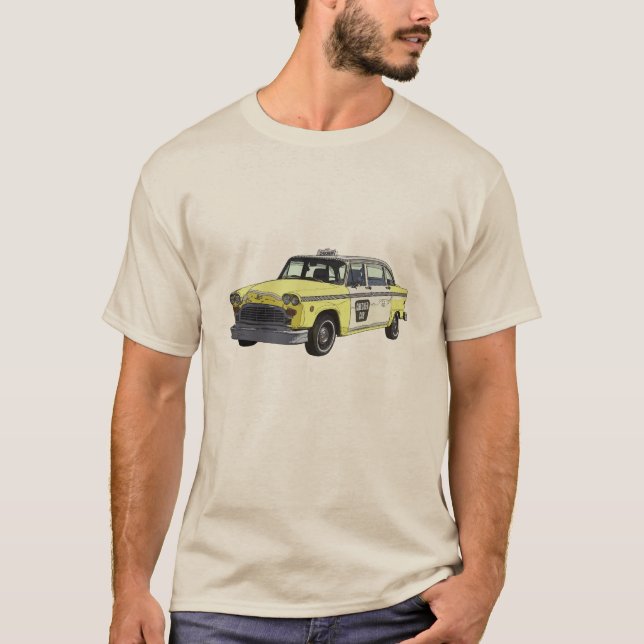 Checker Cab Taxi Classic Car Illustration T-Shirt (Front)