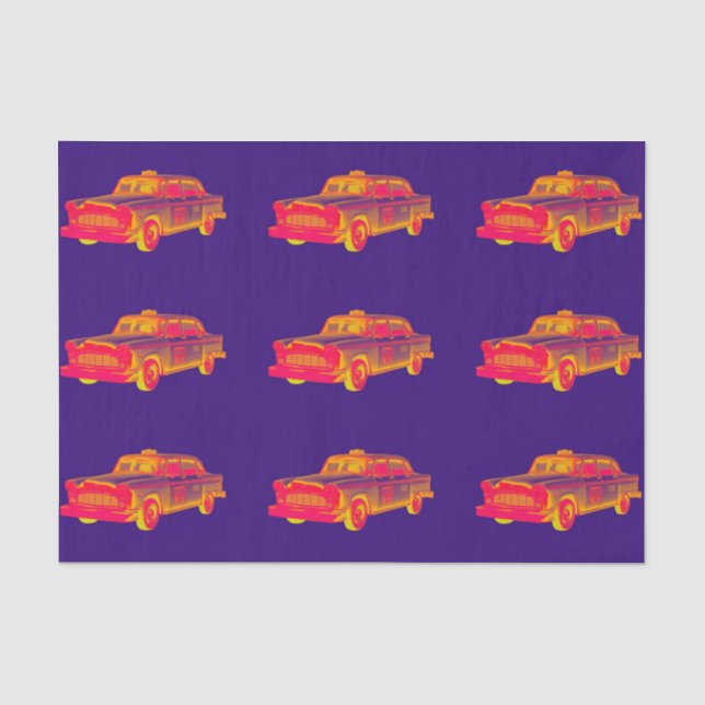 Checker Cab Taxi Pop Art Tissue Paper (Front)