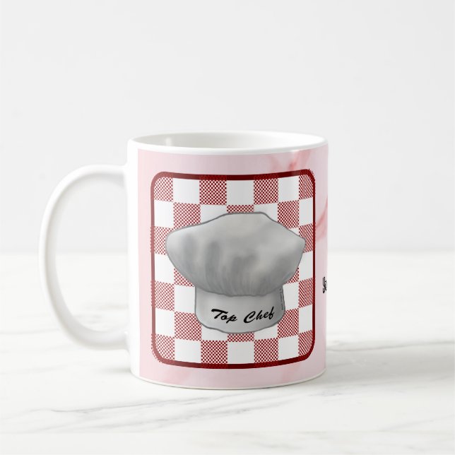 Checker Chef Hat Coffee Mug (Left)
