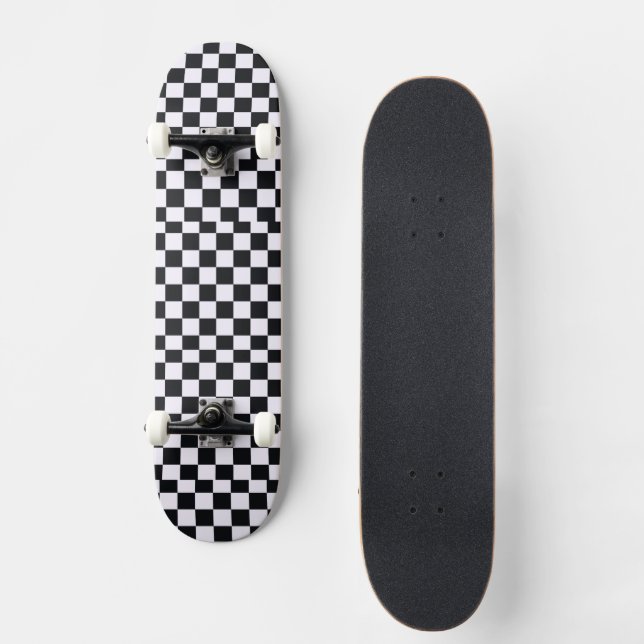 Checker chess Black and White  Skateboard (Front)