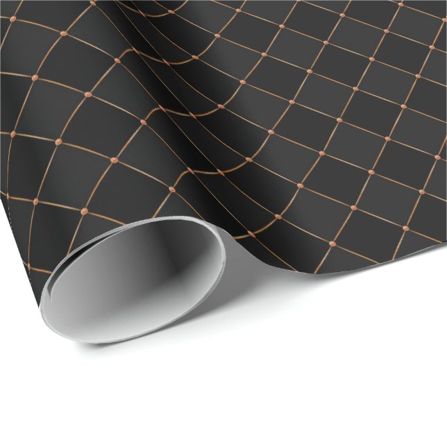 Checker Copper Lattice Black Halloween Pattern Wrapping Paper (Roll Corner)