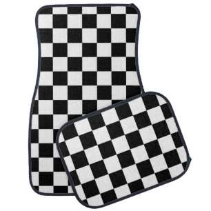 Checker Flag Black and White Car Race Floor Mat
