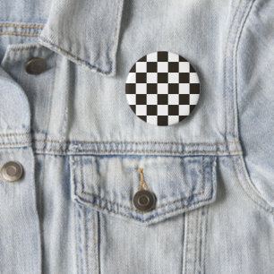 Checker Flag (Black and White) (Checker Pattern) Button