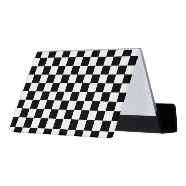 Checker Flag Desk Business Card Holder (Angled Back)